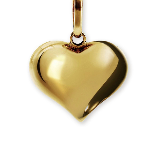 Gold 15mm Polished Puffed Heart Pendant