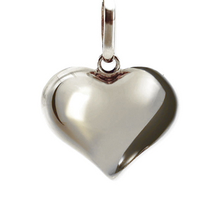 White Gold 15mm Polished Puffed Heart Pendant