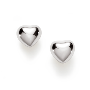 Sterling Silver Polished 5mm Heart Studs