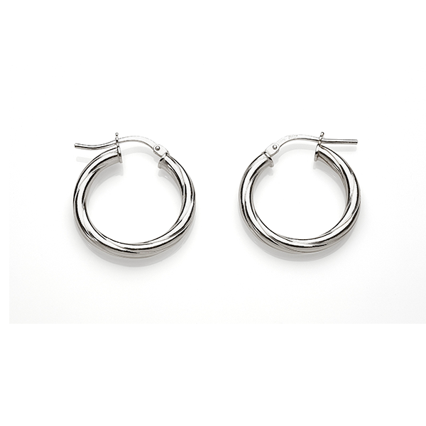 Sterling Silver 20mm 3mm Twist Tube Hoops