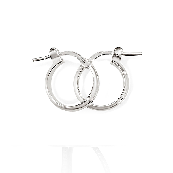 Sterling Silver 15mm 2mm Polished Half Round Hoops