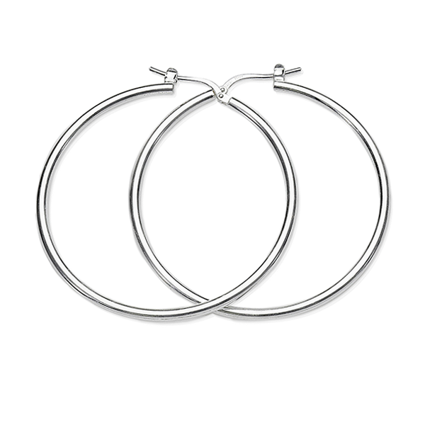 Sterling Silver 30mm 2mm Polished Tube Hoops