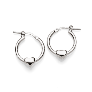 Sterling Silver 12mm Polished Heart Feature Hoops