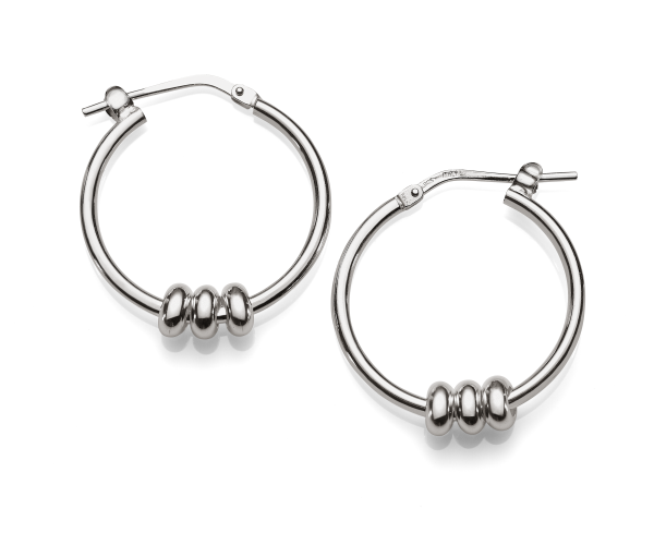 Sterling Silver 20mm Polished Hoops With Rings