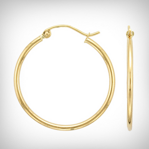 9ct Gold Bonded Silver 1.5mm 25mm Hoops