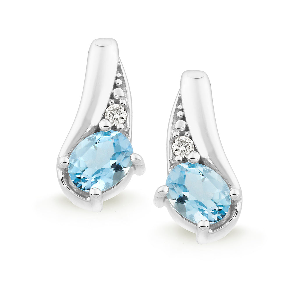 MMJ - Aquamarine & Diamond Stud Earring