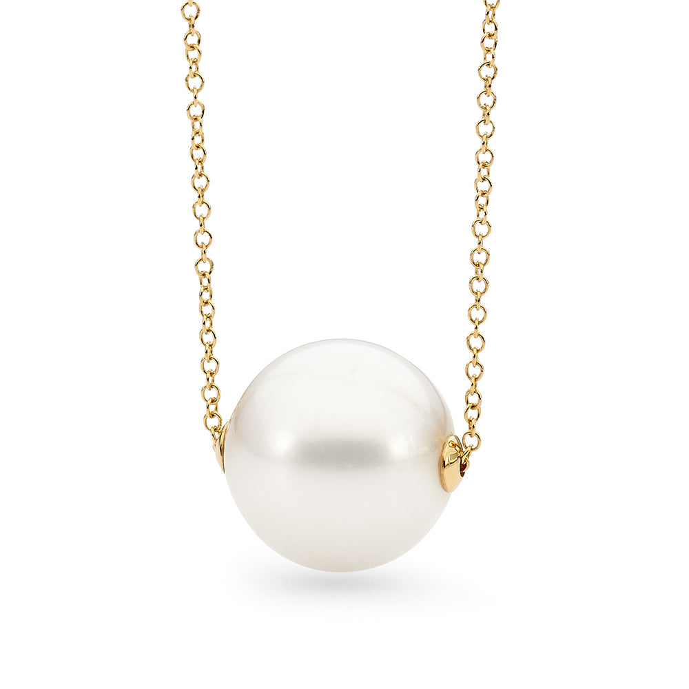 Ikecho 9ct Yellow Gold Fresh Water Pearl Edison Chain Necklace