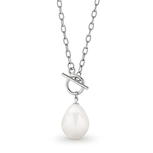Ikecho Sterling Silver Fresh Water Pearl Edison Toggle Necklace