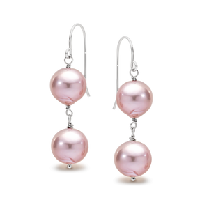 Ikecho Sterling Silver Edison Fresh Water Pearl Multi Pink Hook Earrings