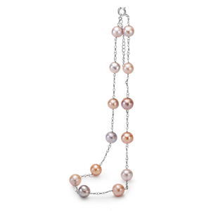 Ikecho Sterling Silver Edison Fresh Water Pearl Multi Pink  Necklace