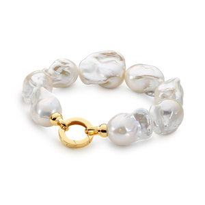 Ikecho 9ct Yellow Gold Fresh Water Pearl Baroque Bracelet