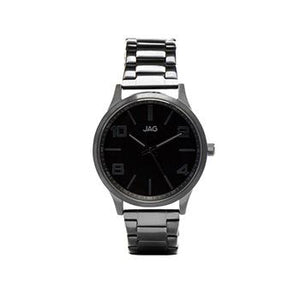 Jag Mitchell Black Dial, Black Leather Watch