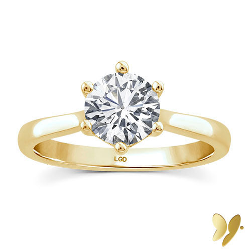 18ct White or Yellow Gold Diamond Solitaire Ring Set with a Harmony Create Diamond in a Six Claw Setting.