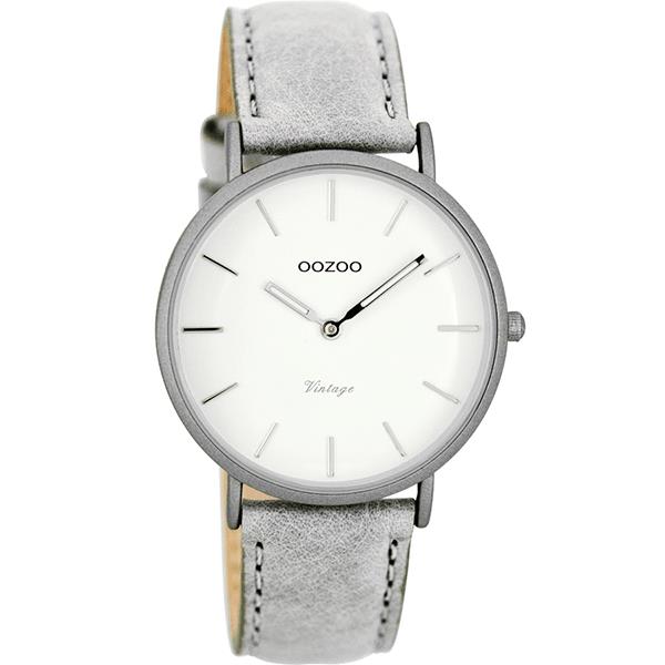 OOZOO Watch 36mm matt light grey alu/ silver on white / light grey