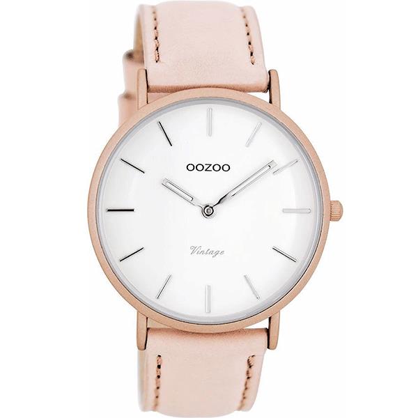 OOZOO Watch 40mm matt blush pink alu/ silver on white / blush pink