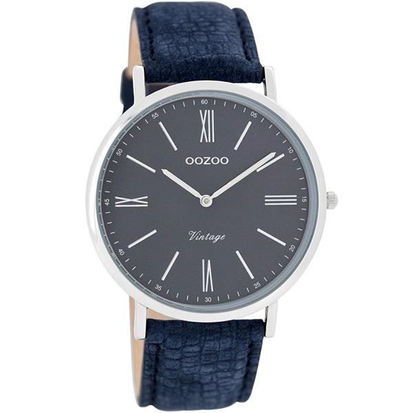 OOZOO Watch 40mm silver case / silver on navy