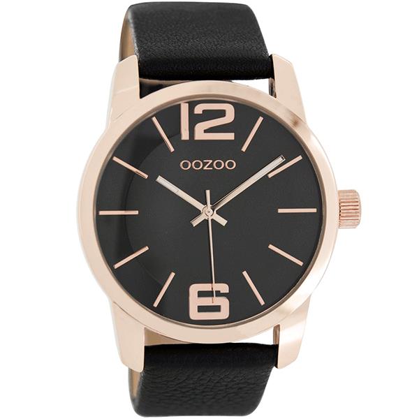 OOZOO Watch 43mm rose gold/ rose gold on black / black