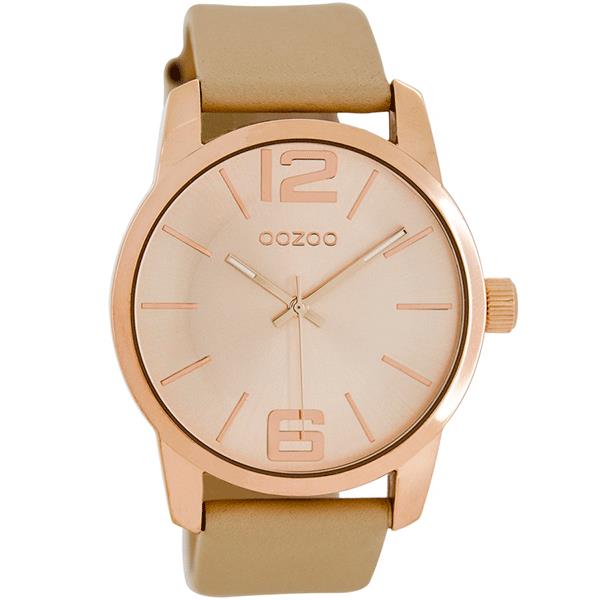 OOZOO Watch 43mm rose gold/ rose gold on brushed sand / sand