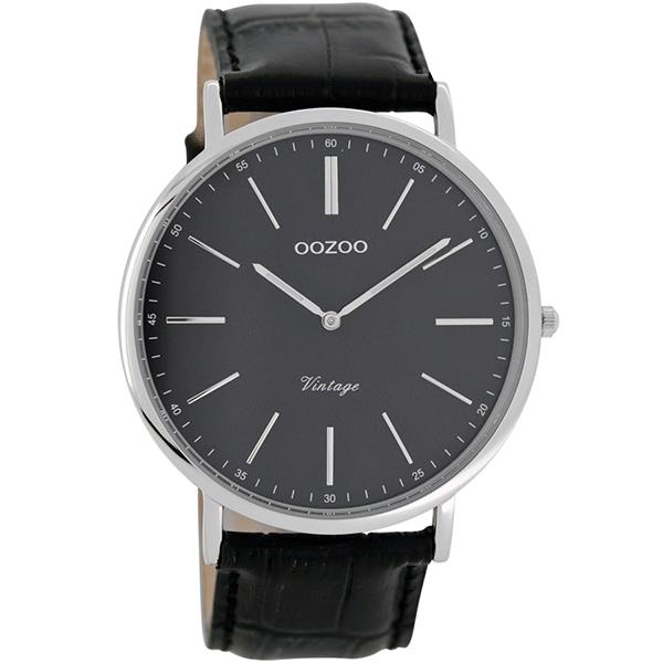 OOZOO Watch 44mm silver case / silver on black