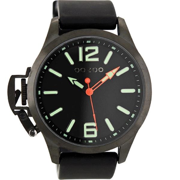 OOZOO Watch 46mm matt blk(10ATM)/diver's green on blk/blk rubber