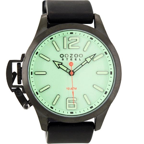OOZOO Watch 46mm matt blk(10ATM)/diver's green on green/blk rubber