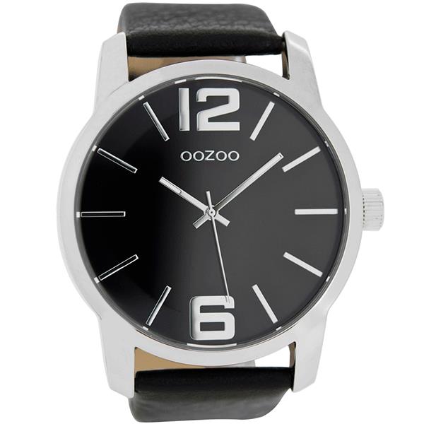 OOZOO Watch 48mm matt silver case / silver on black