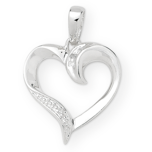 Sterling Silver Brilliant & Baquette Cut Diamond Pendant With 45cm Curb Chain