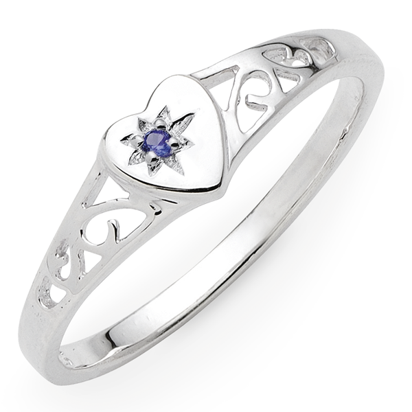 Sterling Silver Created Sapphire Set Ring