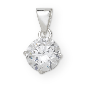 Sterling Silver Cubic Zirconia Pendant Complete With Sterling Silver Chain