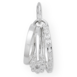 Sterling Silver Diamond 3 Ring Pendant