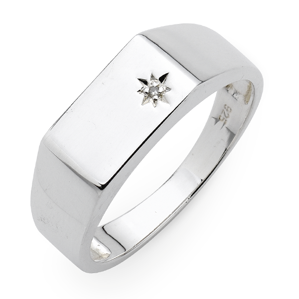 Sterling Silver Diamond Gents Ring